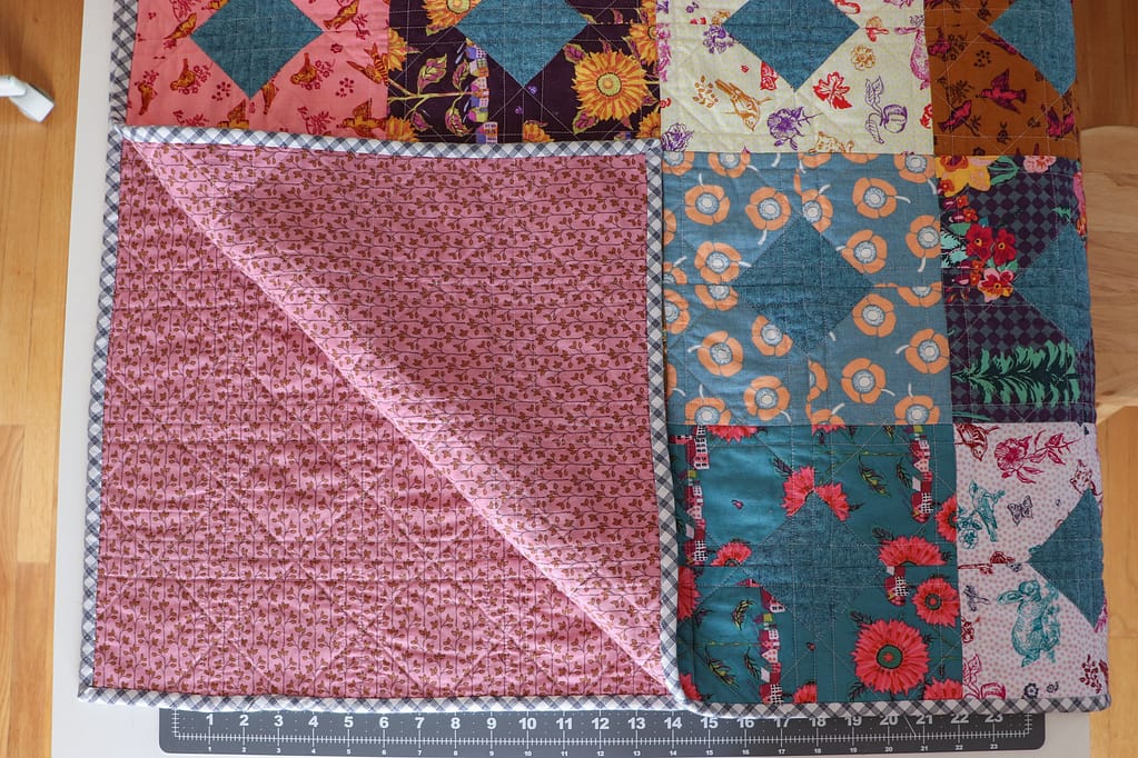 Diamonds and Squares quilt, backing fabric.