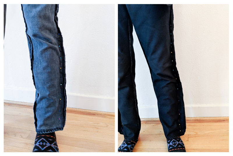 tapered jeans before and after