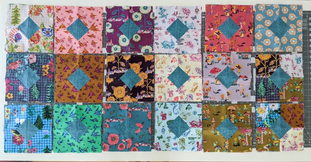 quilt blocks in progress